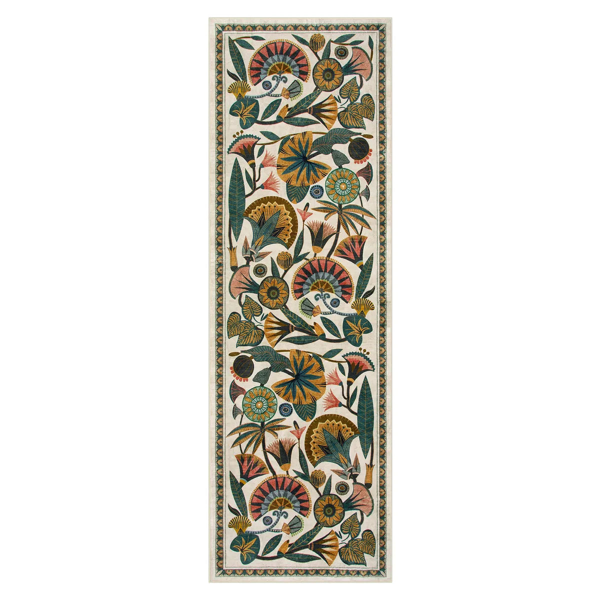 Zaya Washable Egyptian-Inspired Botanical Cream Rug