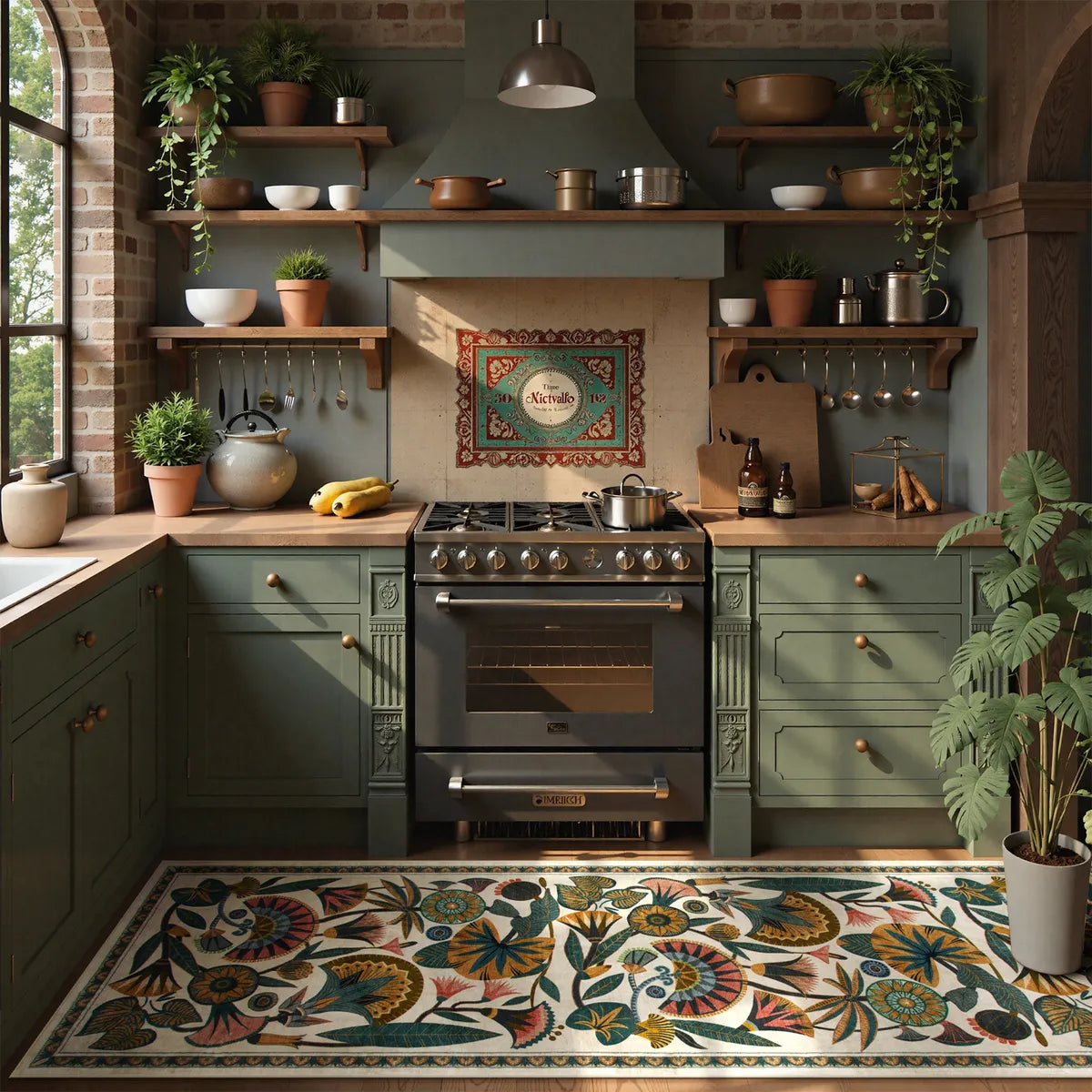 Zaya Washable Egyptian-Inspired Botanical Cream Rug