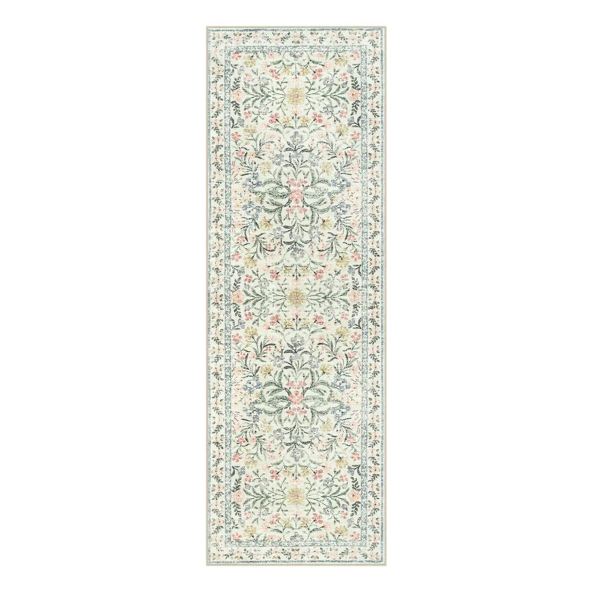 Sylvie Washable Boho Modern Parisian Garden Floral Beige Rug