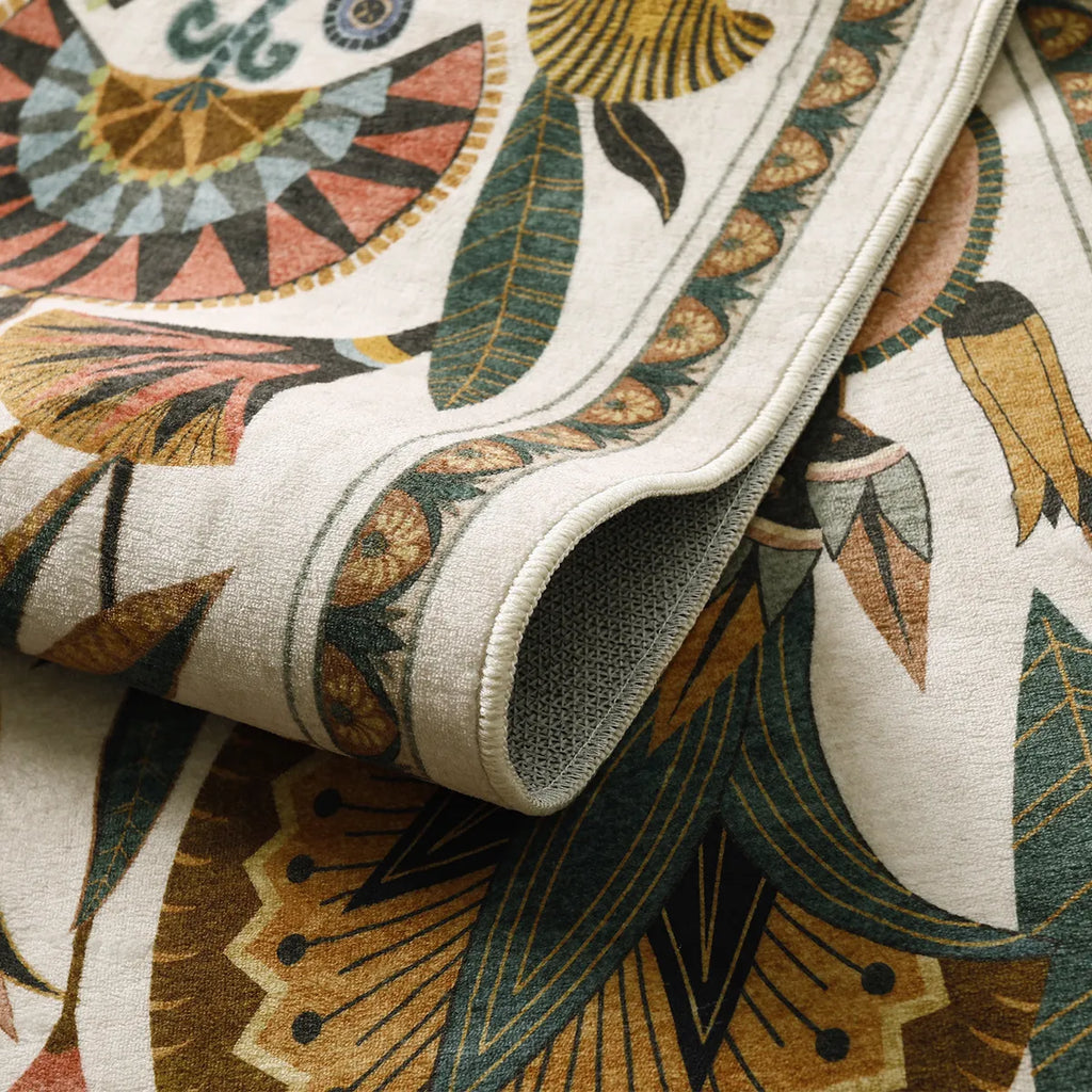 Zaya Washable Egyptian-Inspired Botanical Cream Rug