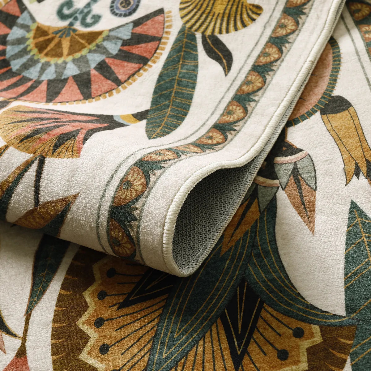 Zaya Washable Egyptian-Inspired Botanical Cream Rug