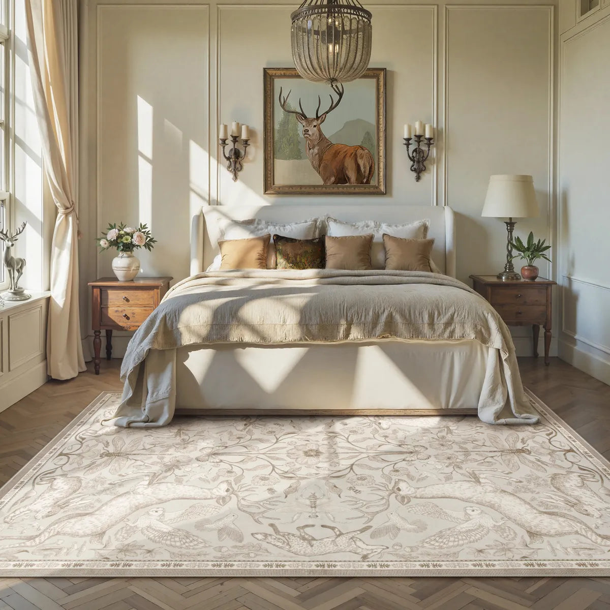 Dorval Washable Vintage Woodland Beige Rug