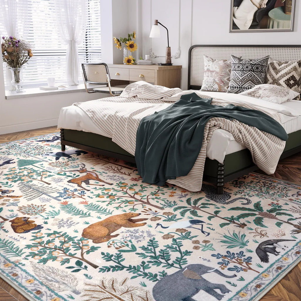 Roam Washable Jungle Animals Beige Rug