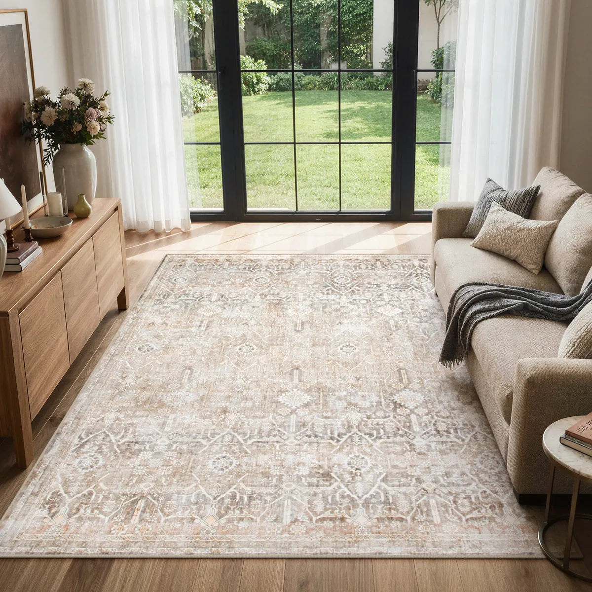 Velora Washable Vintage Sand Beige Rug