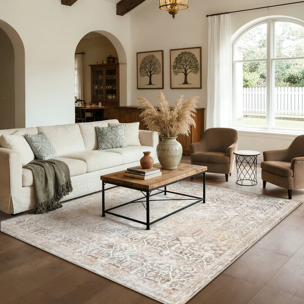 Velora Washable Vintage Sand Beige Rug