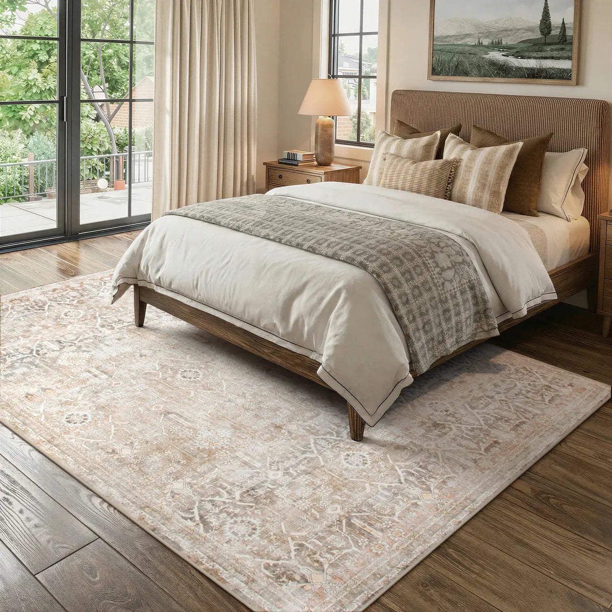 Velora Washable Vintage Sand Beige Rug