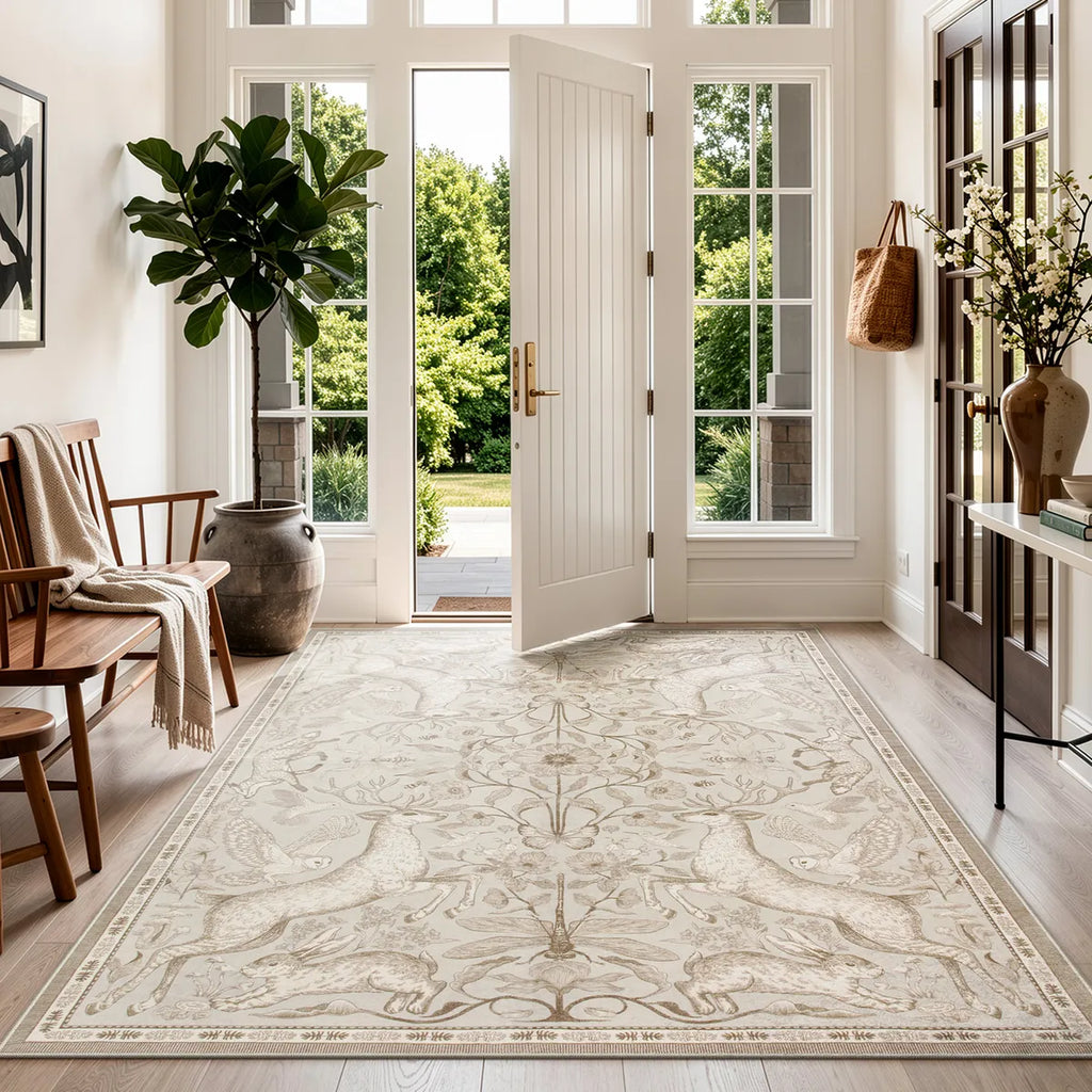 Dorval Washable Vintage Woodland Beige Rug