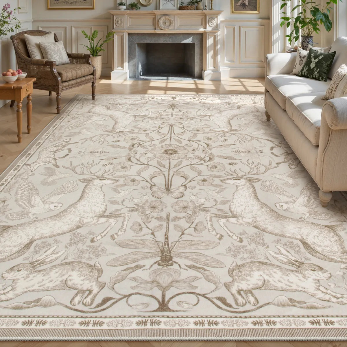 Dorval Washable Vintage Woodland Beige Rug