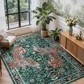 Noirel Washable Vintage Leopard Green Rug