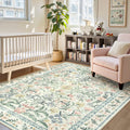 Sylvie Washable Boho Modern Parisian Garden Floral Beige Rug