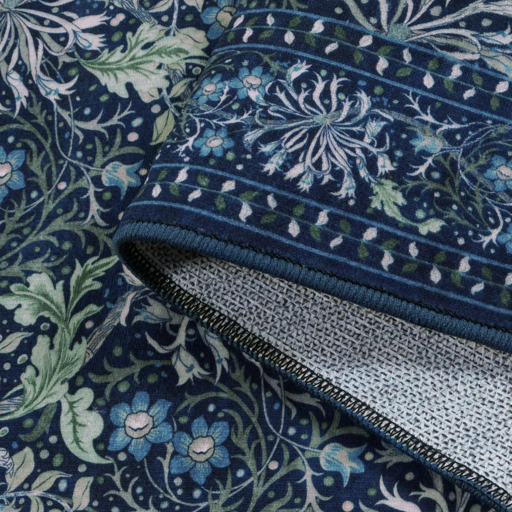 Arbore Washable Boho Vintage Floral Blue Rug