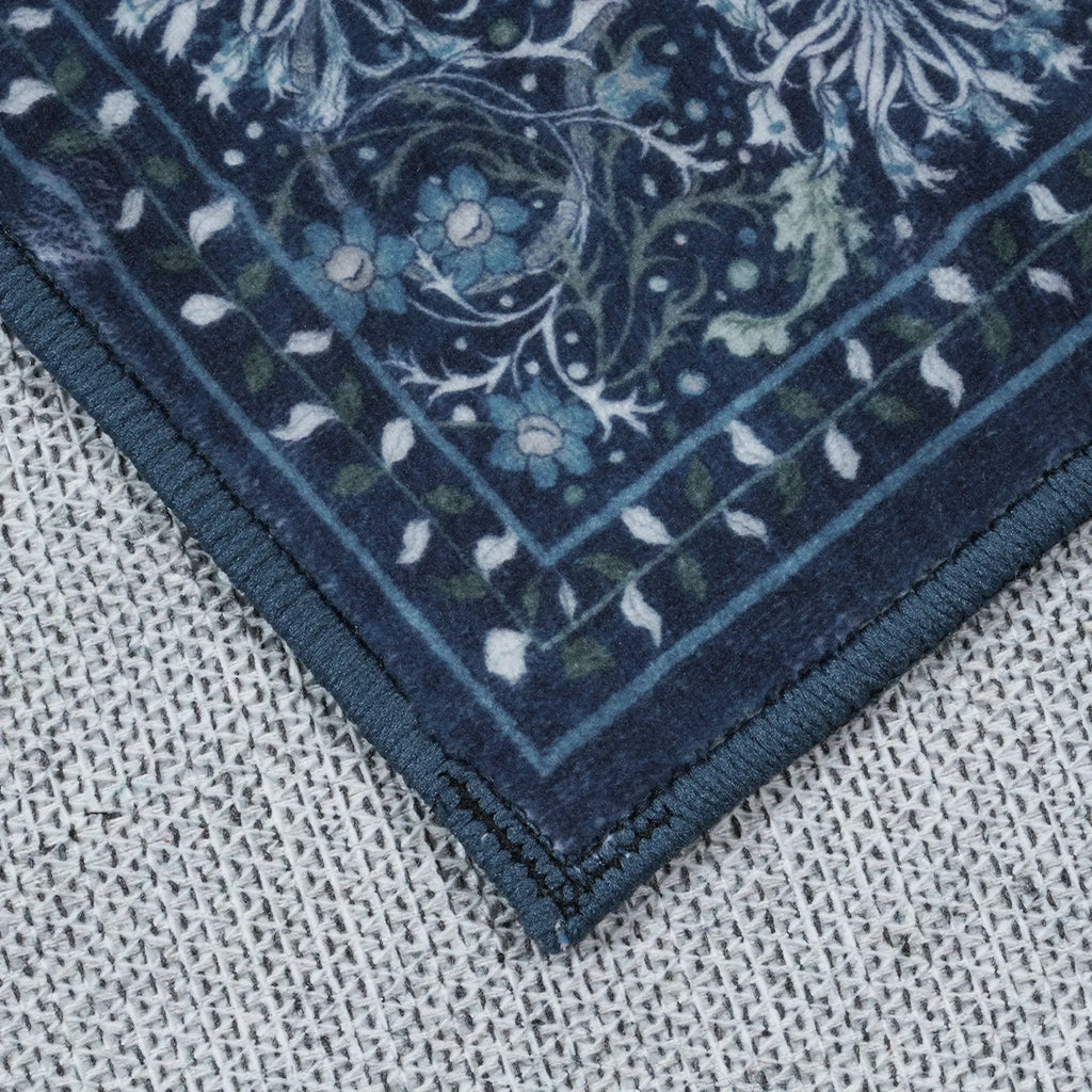Arbore Washable Boho Vintage Floral Blue Rug