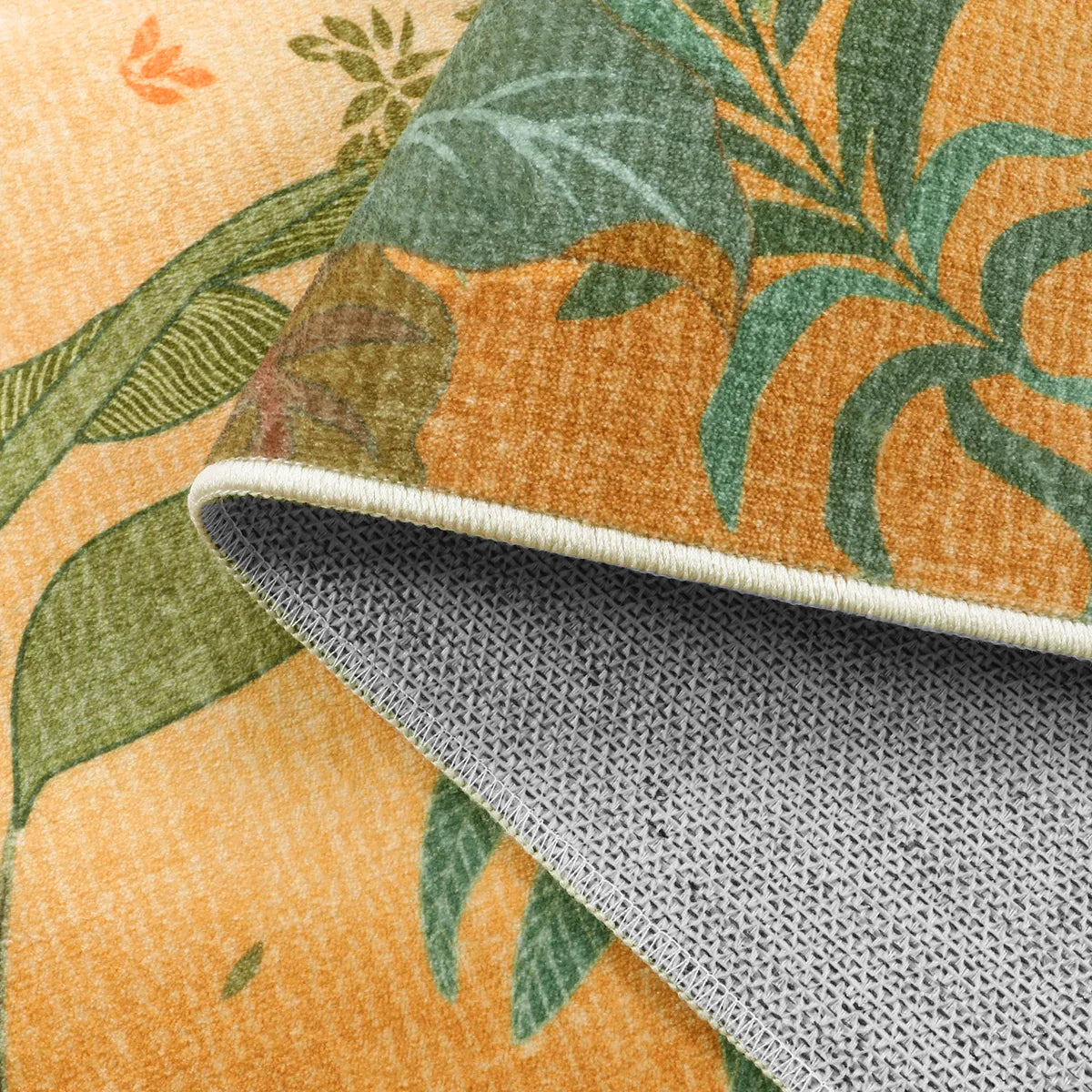 Jolene Washable Jungle Fall Sunrise Orange Area Rug
