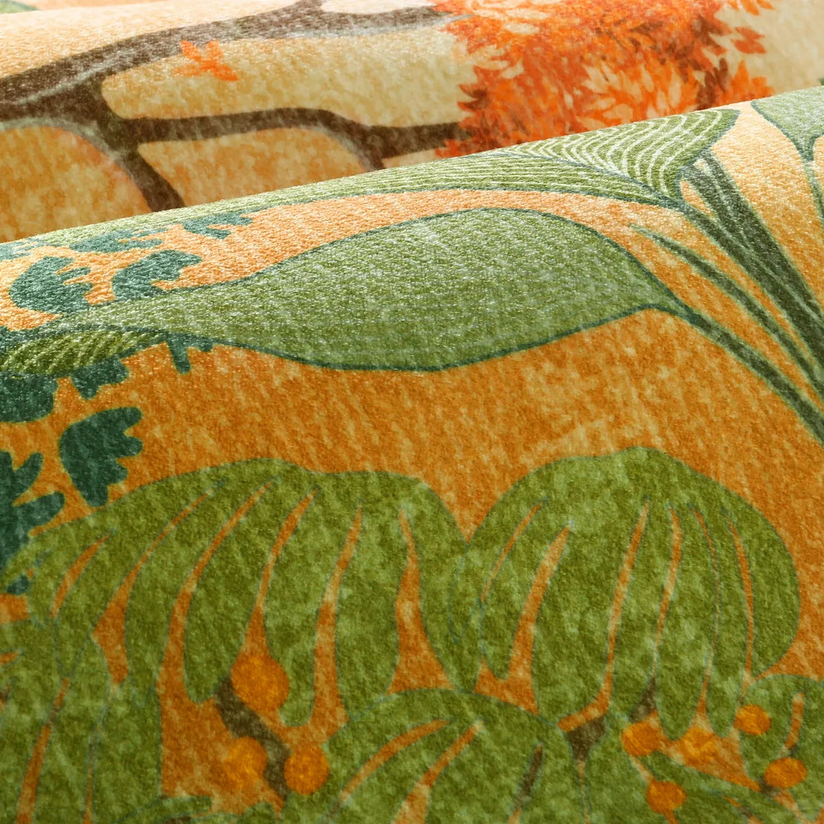 Jolene Washable Jungle Fall Sunrise Orange Area Rug