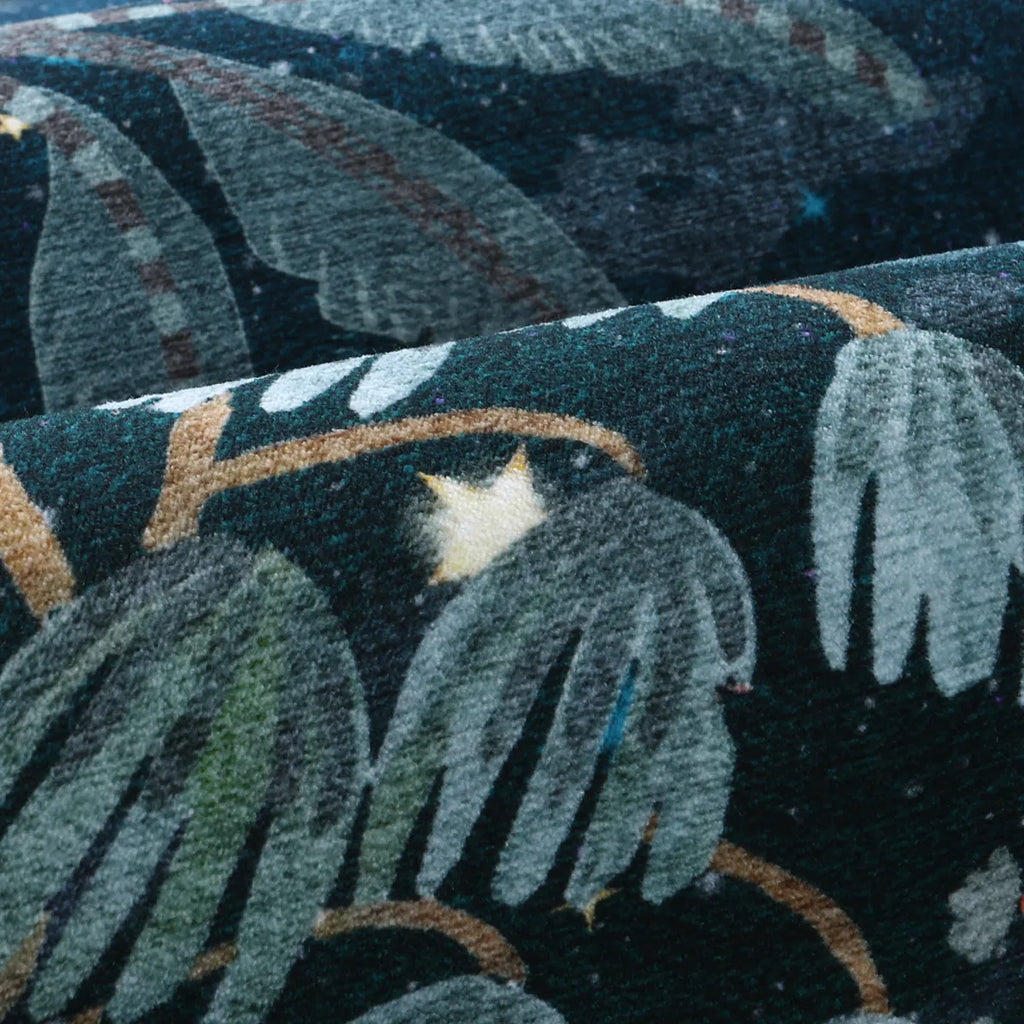 Jovence Washable Jungle Midnight Blue Area Rug