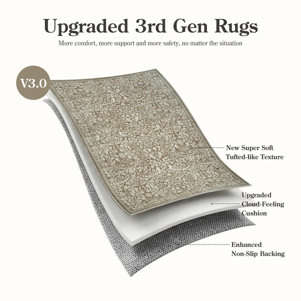 Mirage Washable Maximalism Vintage Blossom Beige Rug