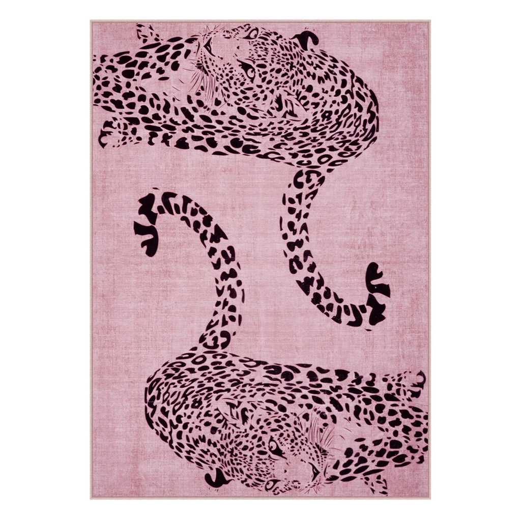 Pantera Washable Modern Safari Leopard Pink Rug