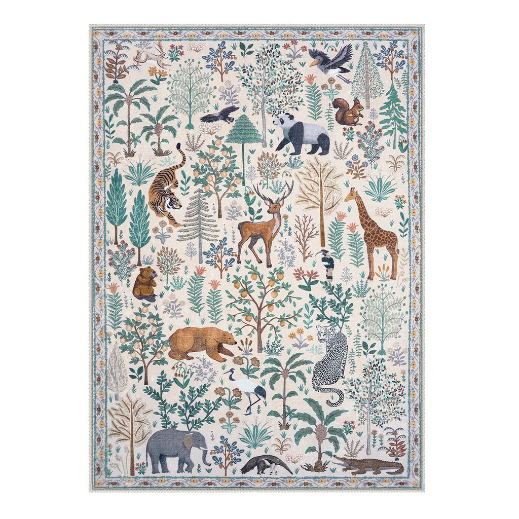 Roam Washable Jungle Animals Beige Rug