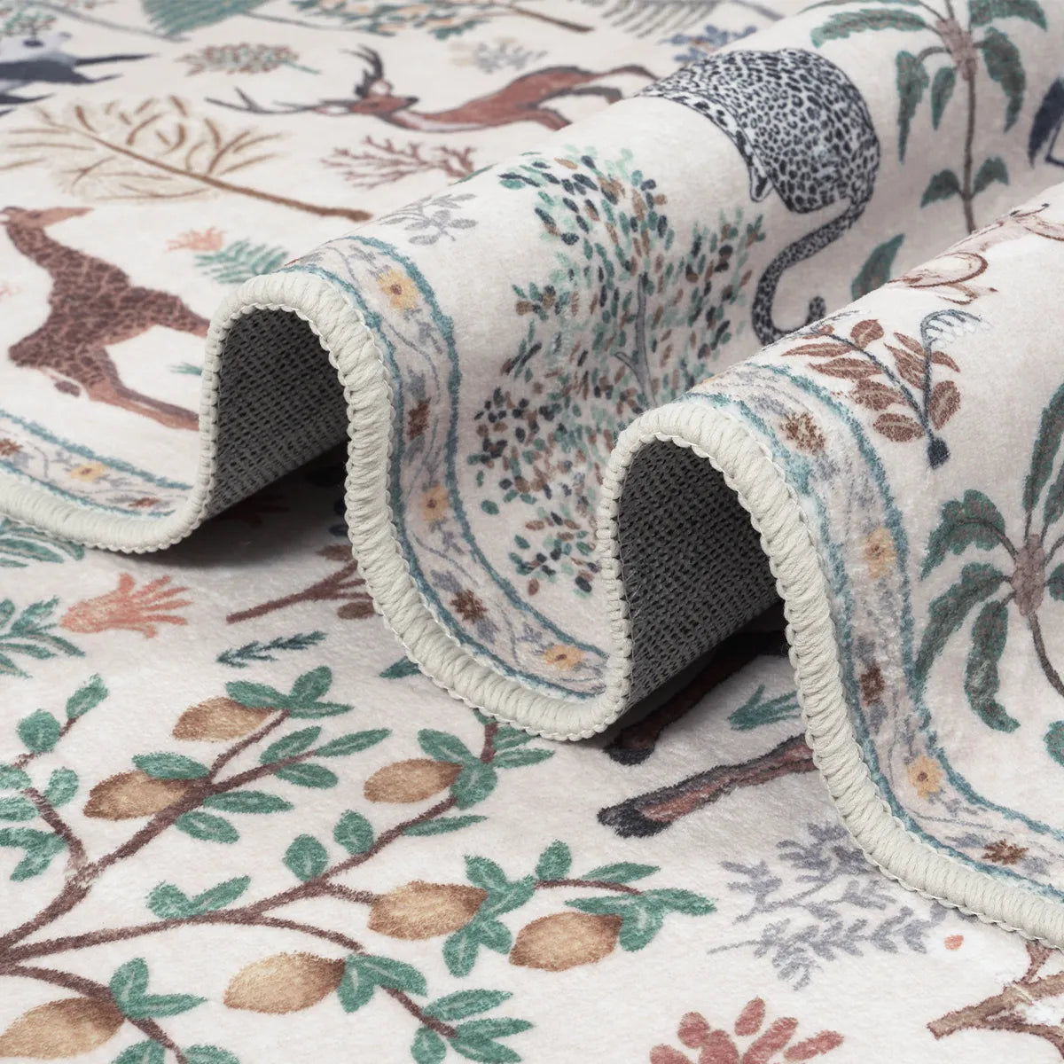 Roam Washable Jungle Animals Beige Rug