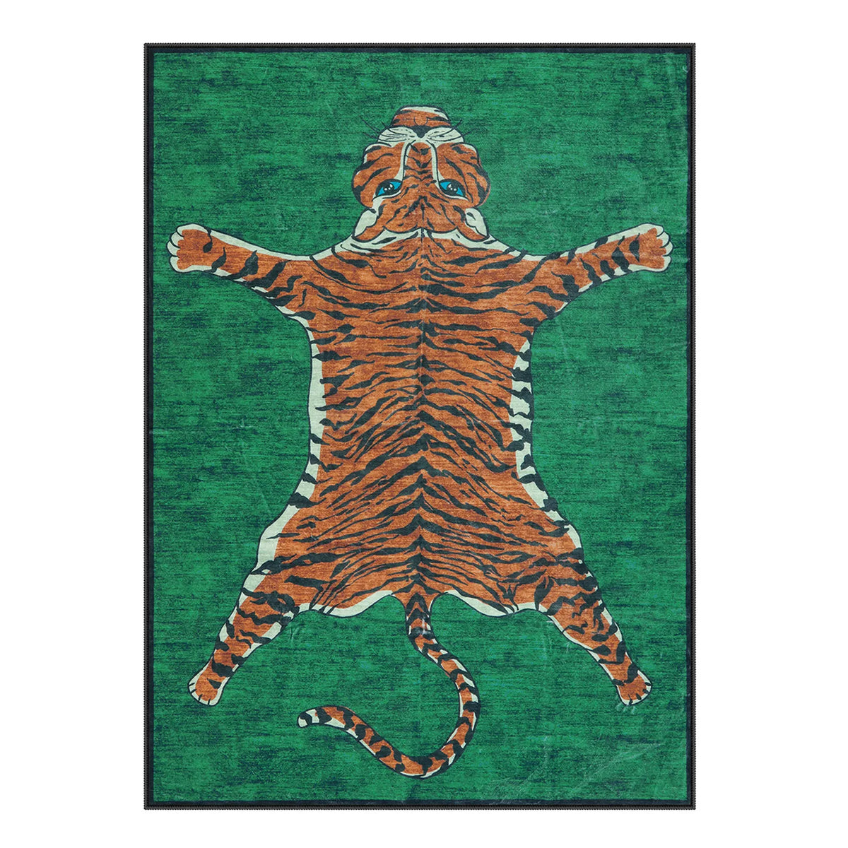 Totem Washable Aesthetic Tiger Green Rug